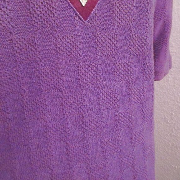 Vtg Y2K Purple Tunic Top Size XL Embroidered Studs V-Neck Tapestry Artsy Boho - Picture 3 of 8